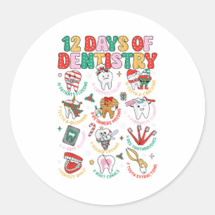 Adesivo Redondo 12 Dias De Dentista Natal Dental Squad Crew D