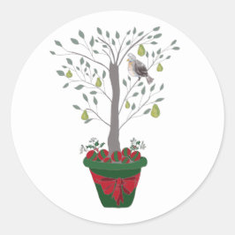 Adesivo Redondo 12 dias de Partucho de Natal em uma árvore genealó