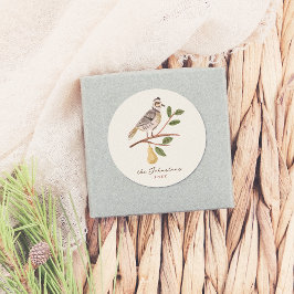 Adesivo Redondo 12 Dias De Partucho De Natal Numa Árvore De Pera