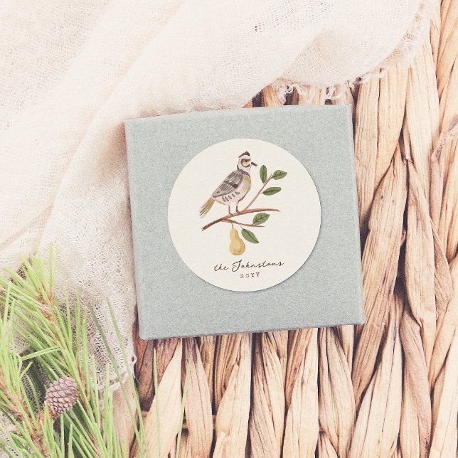 Adesivo Redondo 12 Dias De Partucho De Natal Numa Árvore De Pera (Criador carregado)