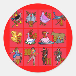 Adesivo Redondo 12 dias de T-shirts de Natal, Roupa, presentes