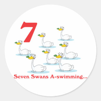 Adesivo Redondo 12 dias sete cisnes a nadar