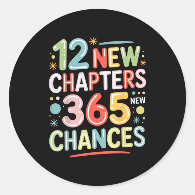 Adesivo Redondo 12 New Chapters 365 Chances Insrational Quote For  (Frente)