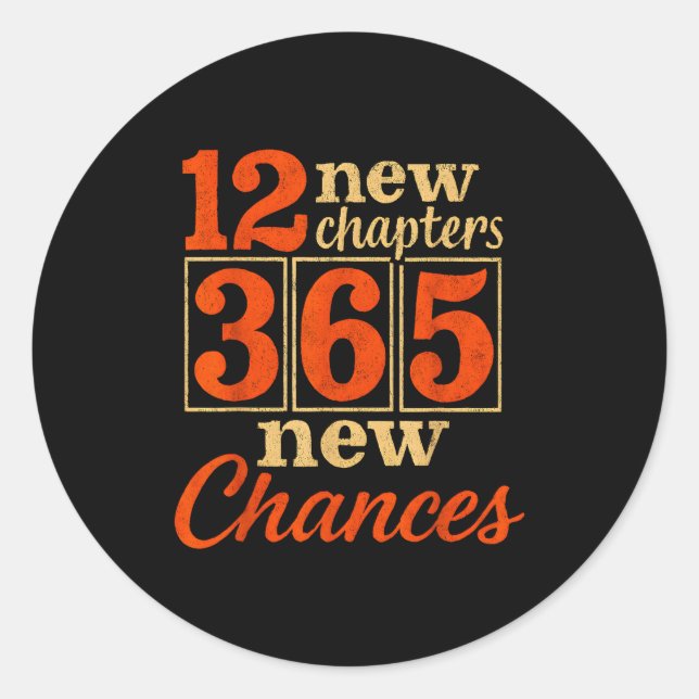 Adesivo Redondo 12 New Chapters 365 Chances Motivational  (Frente)