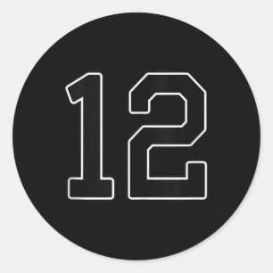 Adesivo Redondo 12 - Número Numeração Uniforme Número [preto_preto