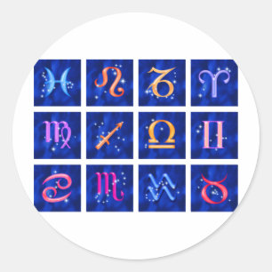 Adesivo Redondo 12 sinais do zodíaco e as constelações