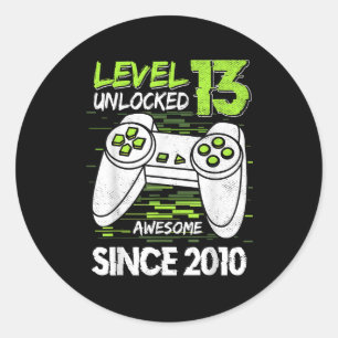 Adesivo Redondo 13 Birthday Gift Level 13 Desbloqueado Incrível 20