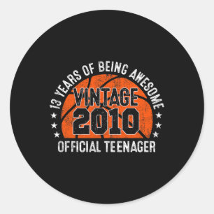 Adesivo Redondo 13 Birthday Vintage 2010 Adolescente Oficial 13 Y