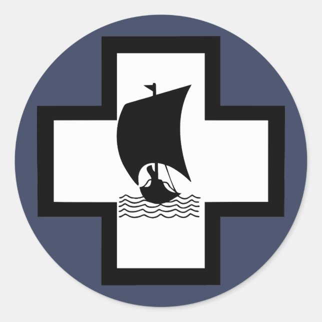 Adesivo Redondo 13 de KriegsMarine Flottilla Emblem (Frente)