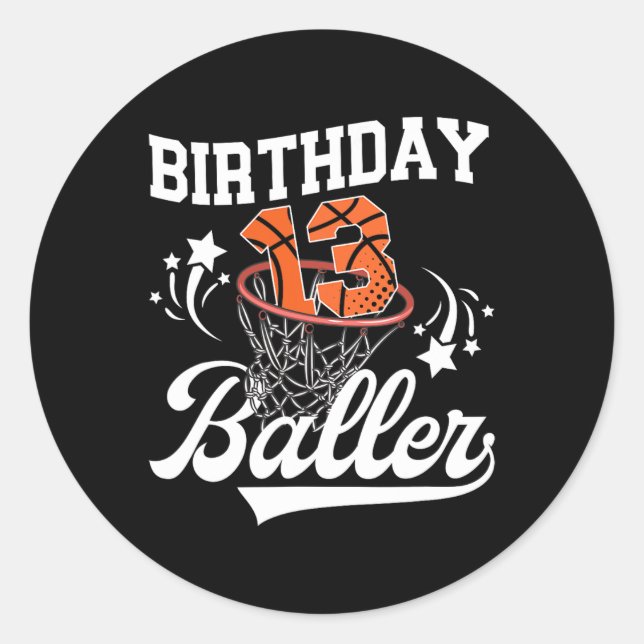 Adesivo Redondo 13th Sketll Birthday Thirteen Year Old Sketll Play (Frente)