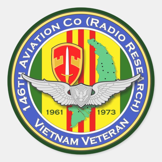 Adesivo Redondo 146th Avn Co RR 2b - ASA Vietnam (Frente)