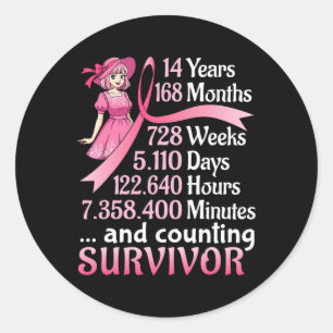 Adesivo Redondo 14 Anos 168 Meses E Contagem Do Cancer Da Mama Sur