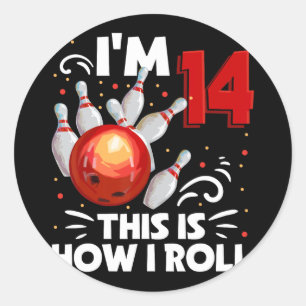 Adesivo Redondo 14 Birthday Boy Boliche É Assim Que Eu Rolo 14 Ye