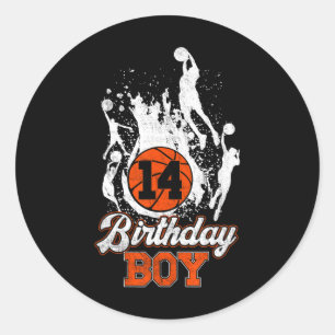 Adesivo Redondo 14 Birthday Bysketbyll Theme Birthday Boy 14 anos