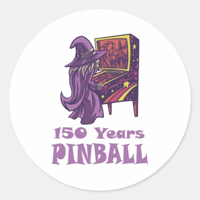 Adesivo Redondo 150 Anos de Arcade do Assistente de Pinball (Frente)