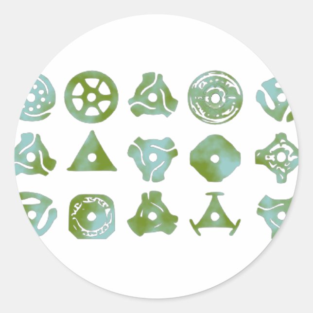 Adesivo Redondo 15 adaptadores ou inserções para gravação 45 (Frente)