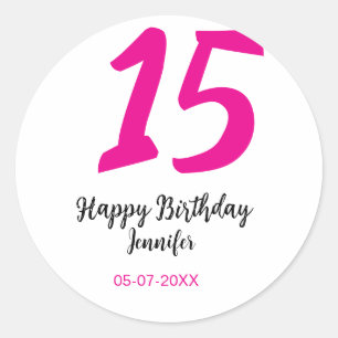 Adesivo Redondo 15 aniversário quiencenera adicionar data ano mode