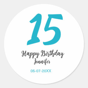 Adesivo Redondo 15 aniversário quiencenera adicionar data ano temp