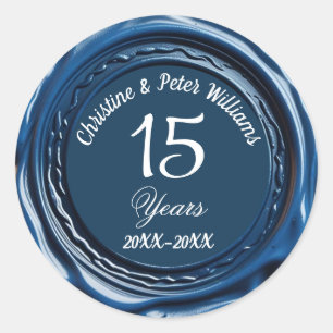 Adesivo Redondo 15 Crystal Wedx Blue Wax Seal Sticker