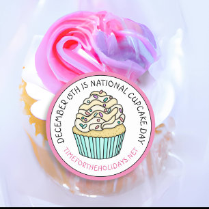 Adesivo Redondo 15 de dezembro do Dia Nacional do Cupcake