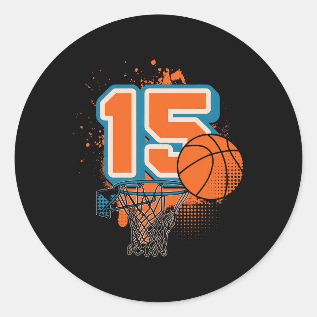 Adesivo Redondo 15th Birthday Boy Sketll Player Sketll 15 Years Ol (Frente)