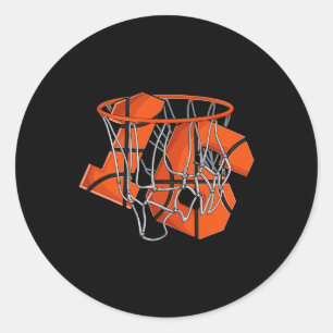 Adesivo Redondo 16ª Crianças de Basquete de Aniversário
