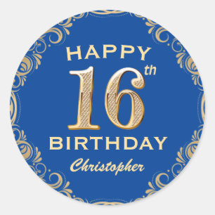 Adesivo Redondo 16ª imagem azul e brilhante Dourada