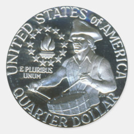 Adesivo Redondo 1776-1976 Bicentenário Drummer Boy Quarter Dollar