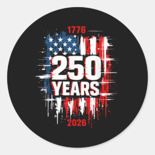 Adesivo Redondo 1776-2026 Bandeira Patriótica Americana nge 250 An