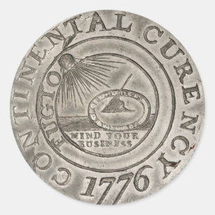 Adesivo Redondo 1776 Moeda Continental Revolução Americana