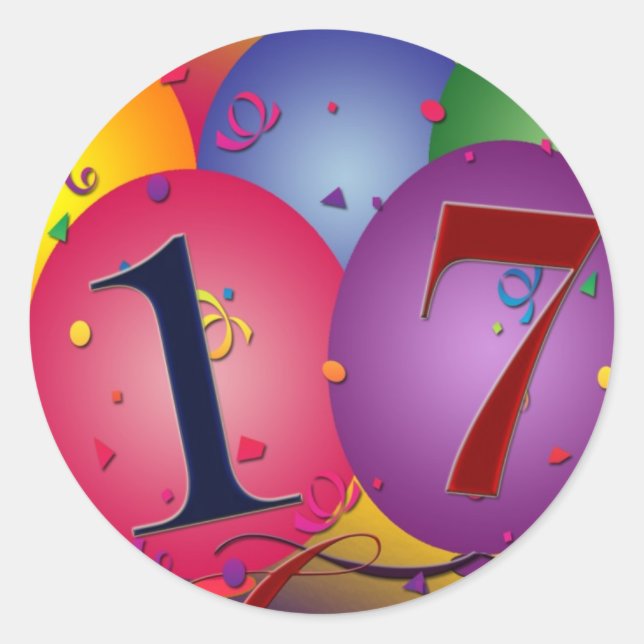 Adesivo Redondo 17 Anos! Balões de Aniversário (Frente)