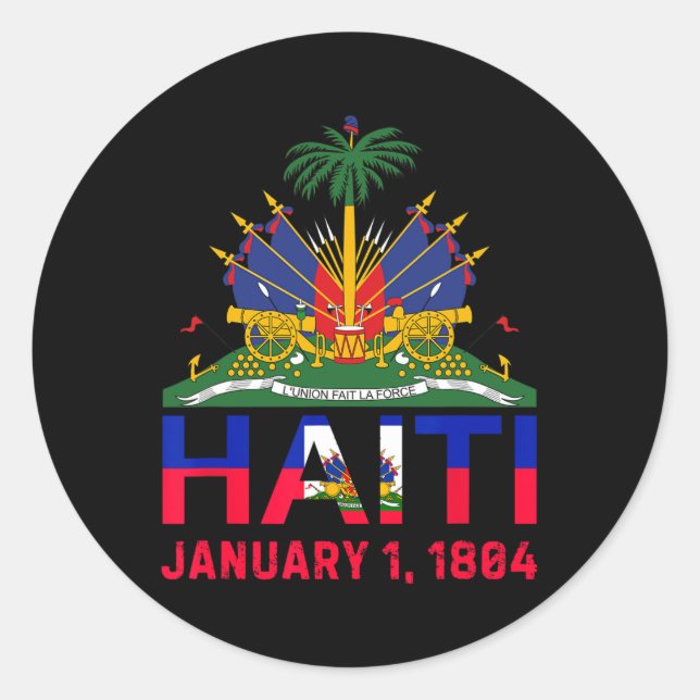 Adesivo Redondo 1804 Ilha Do Haiti Cute Haiti Data Da Independênci (Frente)