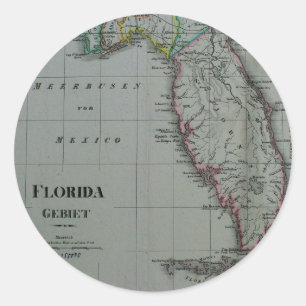 Adesivo Redondo 1823 Flórida Map Stickers