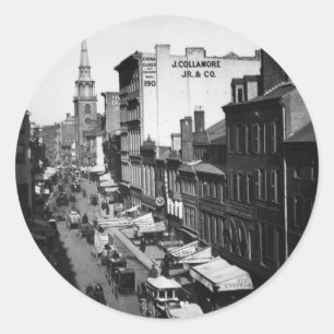 Adesivo Redondo 1859: Tráfego e compras na Rua Washington