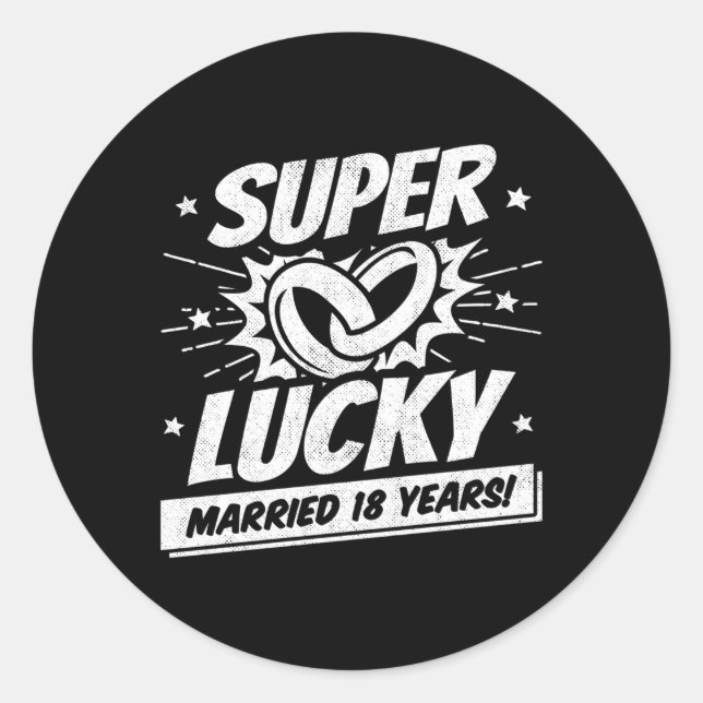 Adesivo Redondo 18 Anos Casados 18 Anos De Casamento (Frente)