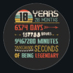 Adesivo Redondo 18th Birthday 216 Months Vintage Retro 18 Years<br><div class="desc">18th Birthday 216 Months Gift Vintage Retro 18 Years Being Legendary</div>