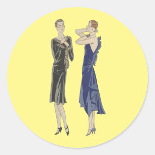 Adesivo Redondo 1920 Flapper Garota pinta vestido de moda