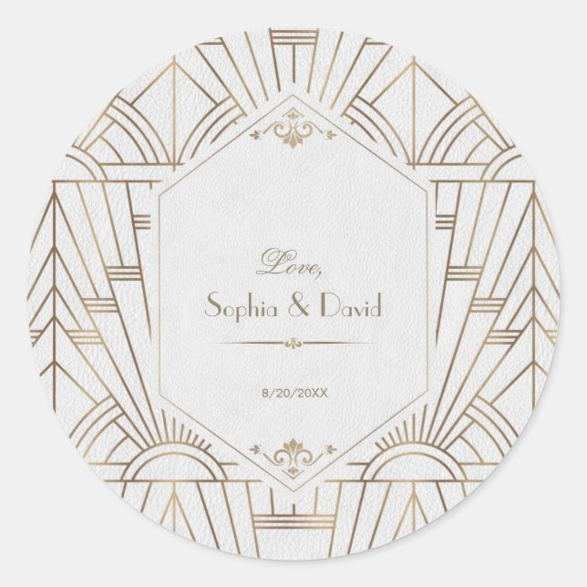 Adesivo Redondo 1920 Real Dourado Excelente Branco Gatsby (Frente)