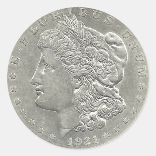 Adesivo Redondo 1921 Morgan Silver Dollar Sticker