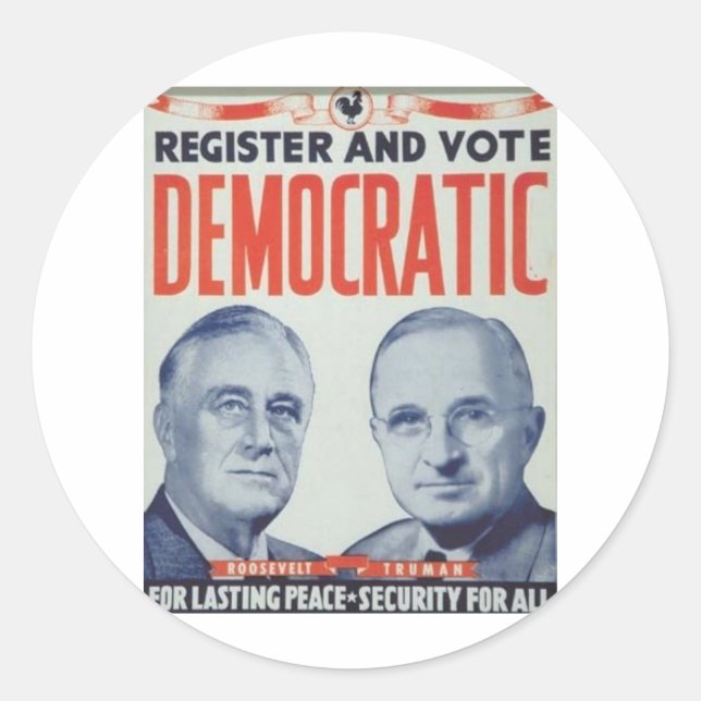 Adesivo Redondo 1940 Roosevelt - Truman (Frente)