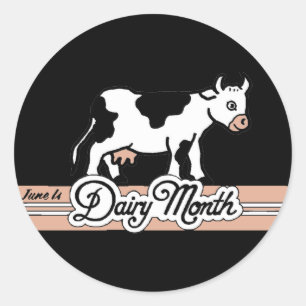 Adesivo Redondo 1950 vacas retros do mês da leiteria