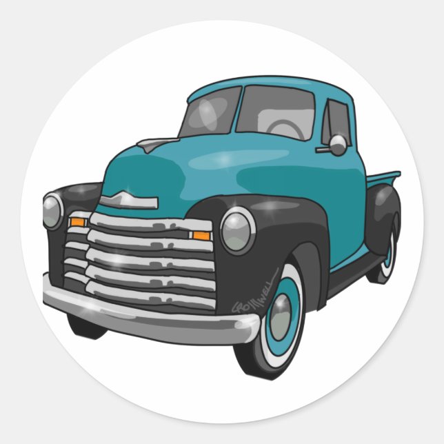 Adesivo Redondo 1951 Chevrolet Stepside Pickup Truck (Frente)