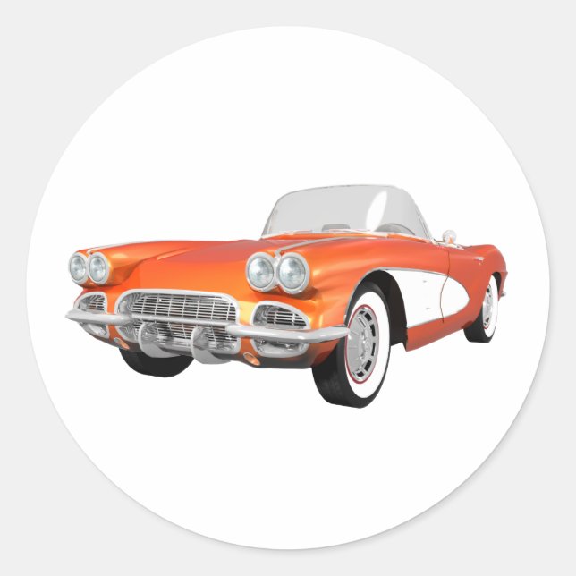 Adesivo Redondo 1961 Corvette C1: Término Laranja: (Frente)