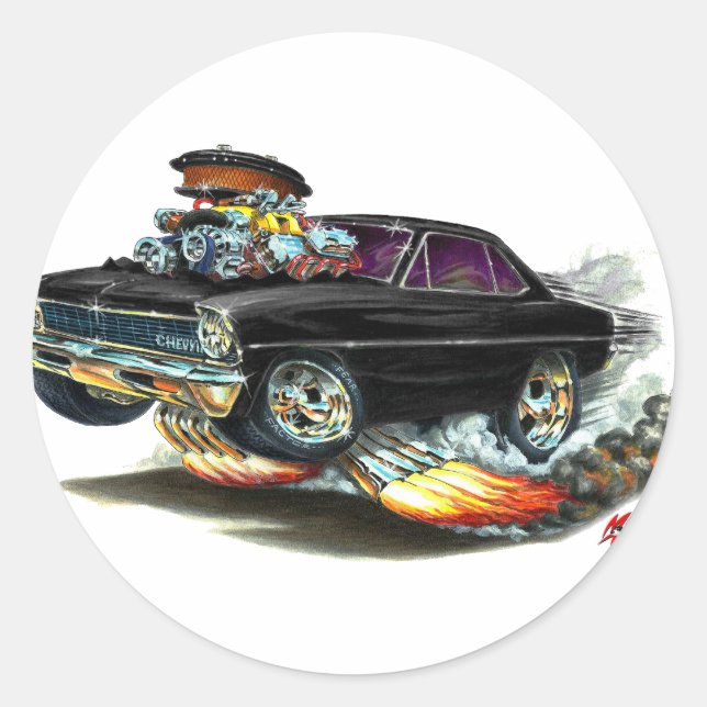 Adesivo Redondo 1966-67 Nova Black Car (Frente)