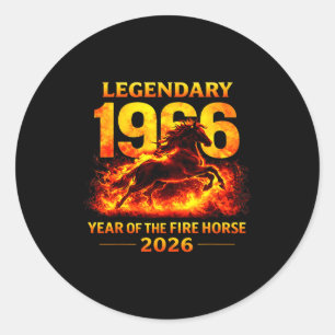 Adesivo Redondo 1966 Ano Do Cavalo De Fogo 60º Aniversário Chinês