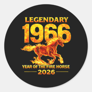 Adesivo Redondo 1966 Ano do Cavalo de Fogo 60º Aniversário Chinês