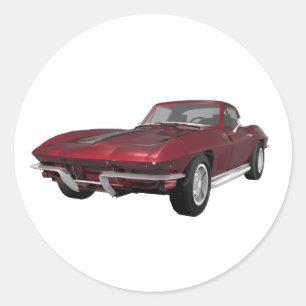 Adesivo Redondo 1967 Corvette: Carro desportivo: Candy Apple Finis