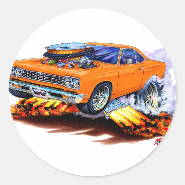 Adesivo Redondo 1968-69 Roadrunner Orange Car (Frente)