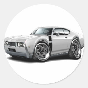 Adesivo Redondo 1968 carro Branco-Preto dos velhos 442