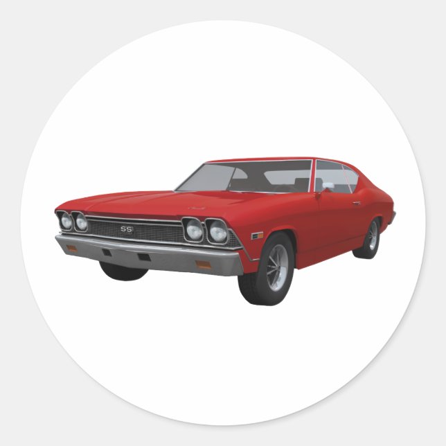 Adesivo Redondo 1968 Chevelle SS: Finalidade Vermelha (Frente)
